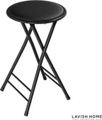Folding Stool - Portable Backless 24-Inch Stool with 225lb Capacity, Single | Collapsible Counter Bar Stools, Compact Folding Chair, for Kitchen or Rec Room, Camping, Indoor and Outdoor by Lavish Home