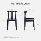 EYYTHUNG Wood Dining Chairs Set of 2, Farmhouse Kitchen Chairs with Curved Back, Modern Mid Century Wishbone Dining Chairs for Dining Room, Kitchen, Black