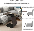 25.5-Inch High C-Shaped End Table with Tempered Glass Top & Black Metal Frame, Modern Space-Saving Sofa Side Table for Living Room, Bedroom, Small Spaces (B)