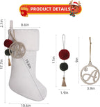 Personalized Gold Wooden Initial Christmas Stocking, 19.5 inches Velvet Christmas Stocking with pom poms,Christmas Decorations for Xmas Fireplace Holiday Party(White A)