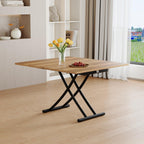 4 in 1 Adjustable Folding Dining Table, Drop Leaf Coffee Table for Small Spaces, Converts to Dining Table, Scratch-Resistant Wood Grain Top with Metal Frame for Breakfast Nook kitchen living Room