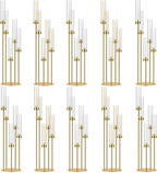 35in 10 Set Gold Candelabra Candle Centerpieces for Tables Candlesticks Holder Wedding Centerpieces Table Decorations Fit 0.9" LED Candle