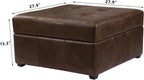 Homebeez 28" Faux Leather Storage Ottoman Bench, Button Tufted Ottoman | Square Coffee Table Ottoman with Wooden Legs for Living Room Bedroom, Mottled Brown