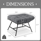 BULEXYARD 2 Pieces Outdoor Patio Ottomans, Multipurpose All Weather PE Rattan Ottoman Set, Indoor Outdoor Wicker Footrest with Removable Thicken Padded Cushions (Grey)