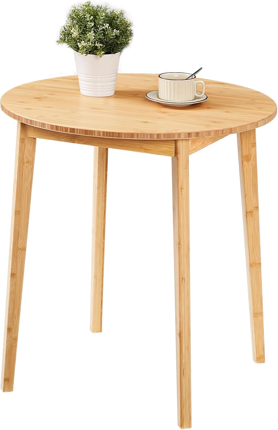HOOBRO Bamboo Dining Table, Round Dining Table for 2, 27.5" Kitchen Table for Small Space, Writing Table, Easy to Assemble, for Dining Room, Living Room, Office, Kitchen, Apartment, Natural YL71CZ01G1