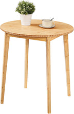 HOOBRO Bamboo Dining Table, Round Dining Table for 2, 27.5" Kitchen Table for Small Space, Writing Table, Easy to Assemble, for Dining Room, Living Room, Office, Kitchen, Apartment, Natural YL71CZ01G1