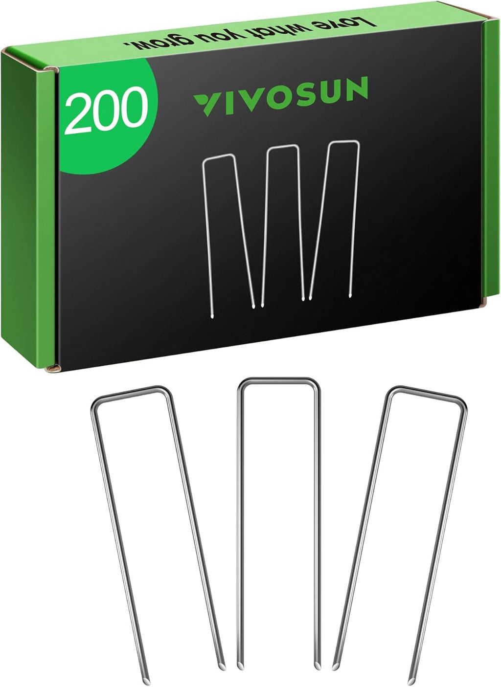 VIVOSUN 6-Inch 200-Pack Garden Stakes, 11-Gauge Galvanized Steel U-Shaped Staples for Landscape Fabric, Ground Cover, Soaker Hose, Irrigation Tubing, and Fence Securing