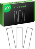 VIVOSUN 6-Inch 200-Pack Garden Stakes, 11-Gauge Galvanized Steel U-Shaped Staples for Landscape Fabric, Ground Cover, Soaker Hose, Irrigation Tubing, and Fence Securing