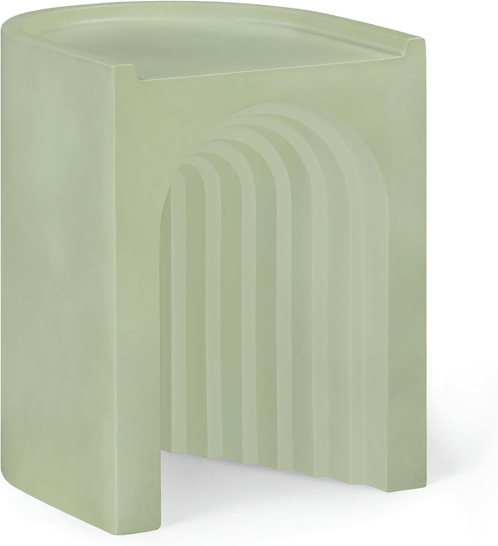 Meridian Furniture 646Green-ET Avenda Collection Art Deco End Table with Finished Concrete that can be Used for Indoors or Outdoors, 14.25" W x 14.25" D x 18.75" H