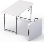 4 Feet Folding Table Adjustable Height with Carry Handle, Steel Legs | Heavy Duty | Lightweight Portable | Perfect for Party, Dining, Wedding, Events, Picnic Indoor, Outdoor, Camping, Utility-10P