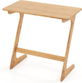Tangkula Bamboo TV Tray Sofa Side Table, Z-Shaped Couch Table with 30” x 16” Tabletop, Space-Saving Snack Laptop Desk, Quick Assembly, End Table for Home, Office, Library (1, Bamboo)