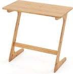 Tangkula Bamboo TV Tray Sofa Side Table, Z-Shaped Couch Table with 30” x 16” Tabletop, Space-Saving Snack Laptop Desk, Quick Assembly, End Table for Home, Office, Library (1, Bamboo)