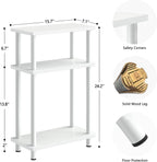 Apicizon Small Narrow Side Table, 3-Tier Skinny End Table with Storage Shelf, Slim Nightstand Bedside Table for Small Spaces, Living Room, Bderoom, White