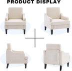 Accent Chair for Living Room,Mid-Century Arm Chair Fabric Living Room Chairs,Upholstered Reading Chair for Bedroom,Single Sofa Chair with Wood Legs for Apartment (Beige)
