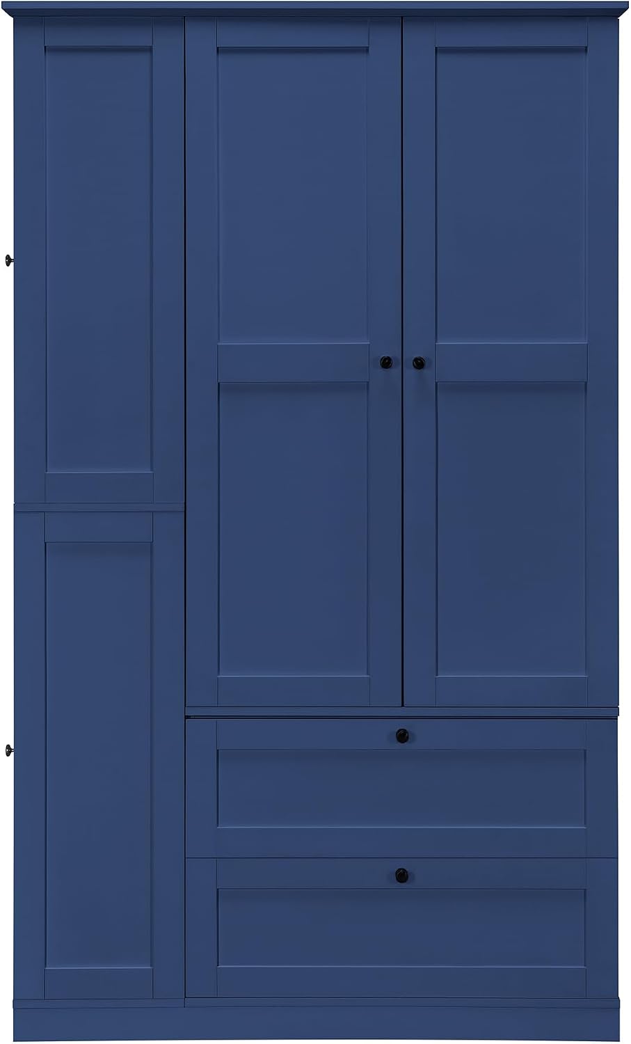 71" Tall Kitchen Pantry Storage Cabinet with 3 Pull Out Trays & 2 Large Drawers, Farmhouse Storage Cabinet Cupboard with 6 Doors and Side Cabinets, Pantry Cabinet for Kitchen, Dining Room, Blue