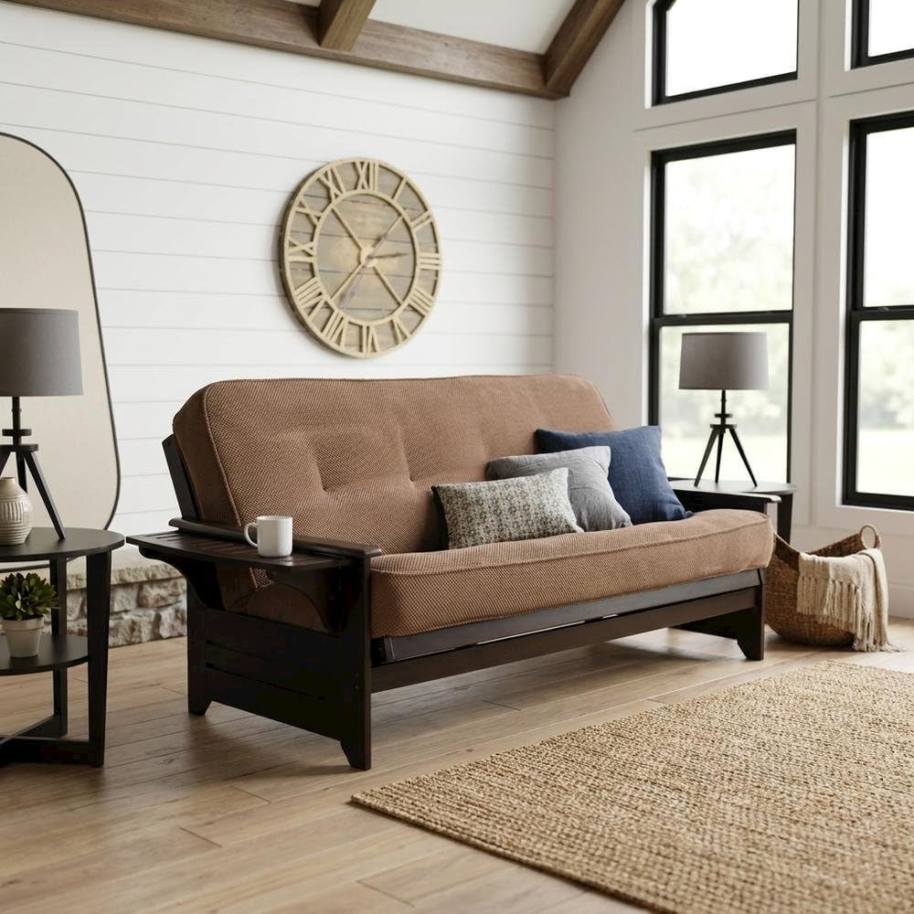 Starlight Canyon Home Brown Futons with 100% Polyester Fabric, Durable Frame, Stylish and Comfortable for Living Room, Guest Room, Modern Home Decor