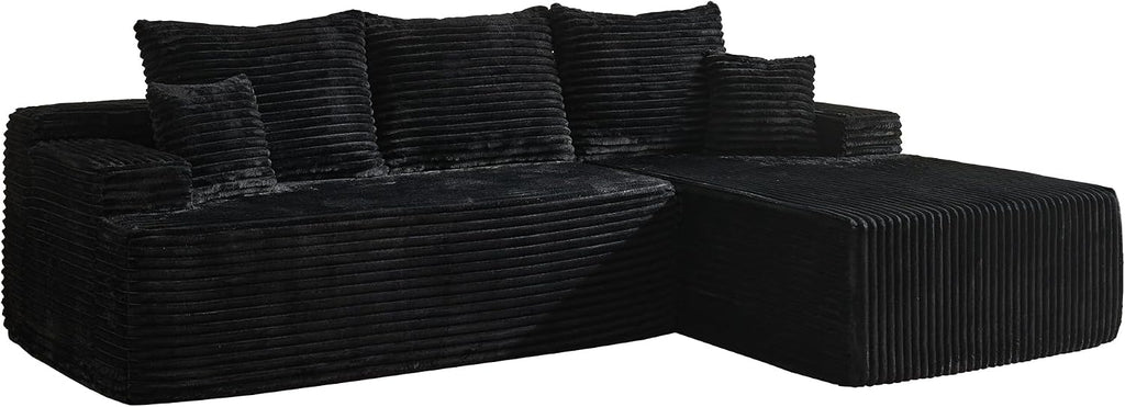 96" Cloud Sectional Couches for Living Room, L Shaped Couch with Deep Seat, Memory Foam Sofa in A Box No Assembly Required, Black
