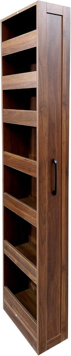 KEIKI 7 Tier Pull-Out Kitchen Pantry Storage Cabinet, Multi-Tier Single-sided Open Shelf, Spice Rack Next to Fridge, Freestanding Wood Hutch Food Pantries Cupboard for Dining Room, Narrow Spaces
