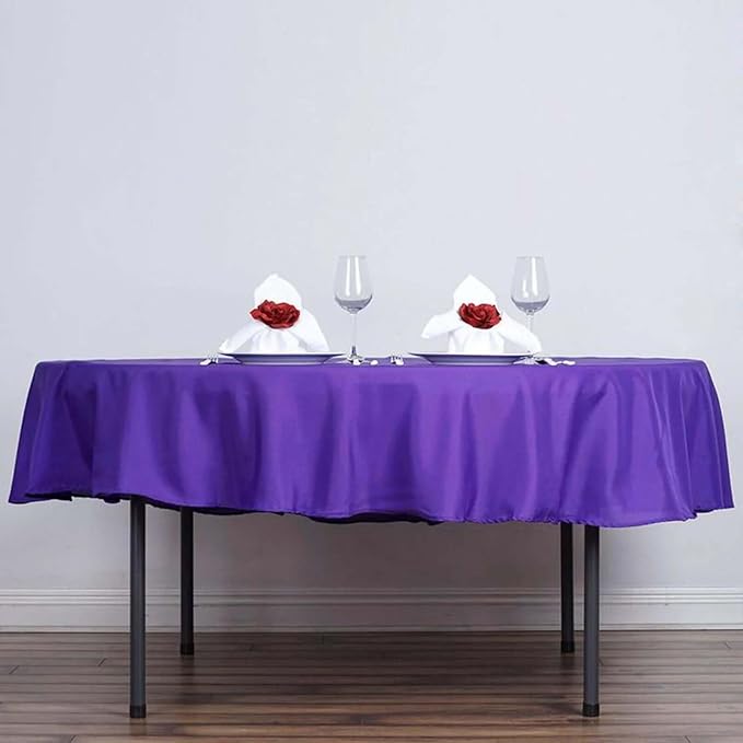 Efavormart Round Tablecloth, 90 Inch Stain & Wrinkle Resistant Washable Table Cloth, Decorative Polyester Fabric Table Cover for Banquet, Wedding, Dining- Purple