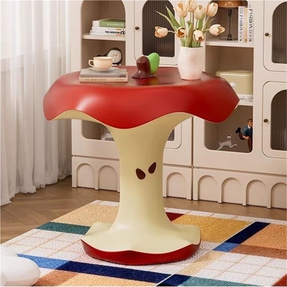 Resin Apple-Shape Side Table – Fruit Shaped Accent Table, Modern Small End Table for Living Room, Bedroom, or Entryway Décor, 18.9''W*19.7''H