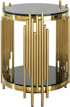 17.72" Round Glass End Table Black, Modern Gold Living Room Table with Stainless Steel Irregular Leg, Small Sofa Side Tables Coffee Tables for Home Office, Black