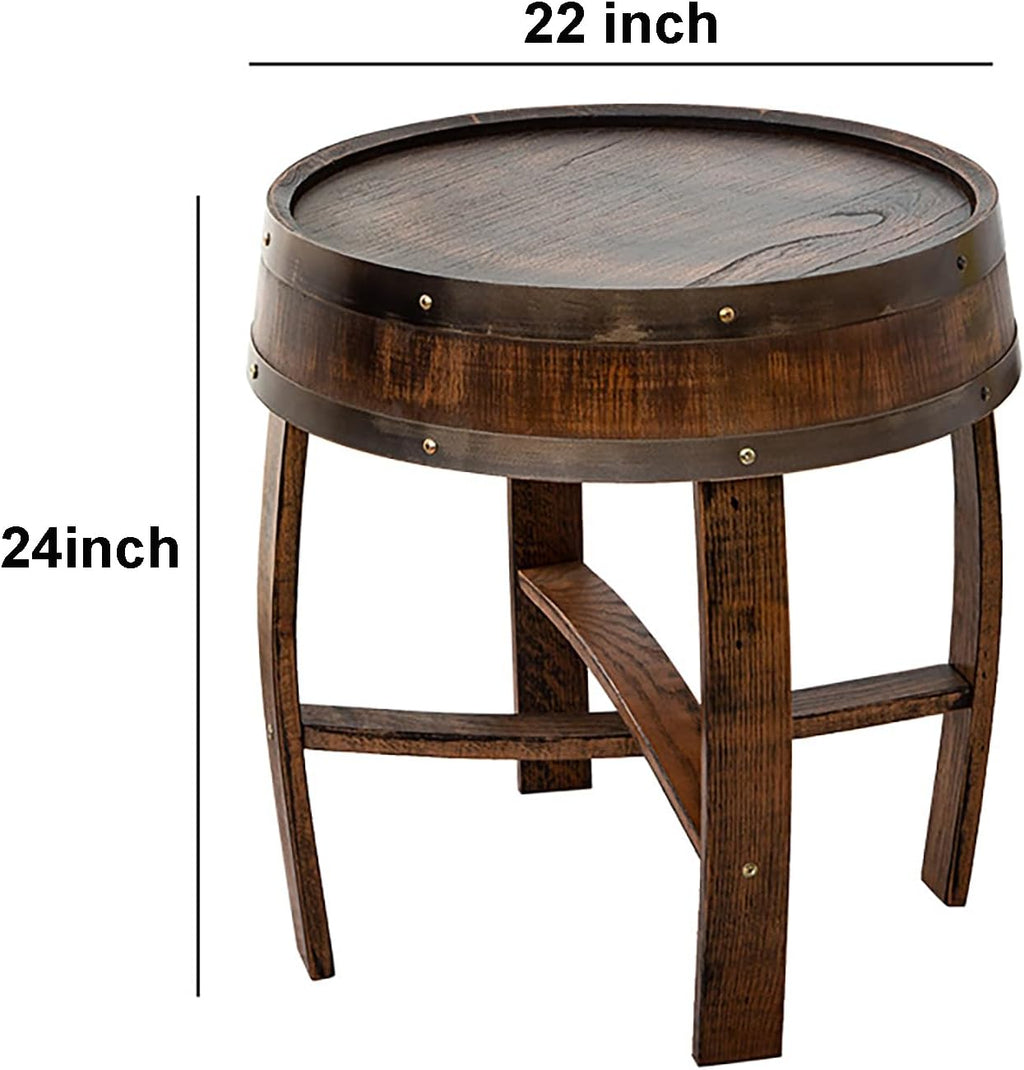 Handcrafted Oak Whiskey Barrel End Table, Coffee Table, Bourbon Table, Wine Barrel Furniture