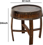 Handcrafted Oak Whiskey Barrel End Table, Coffee Table, Bourbon Table, Wine Barrel Furniture