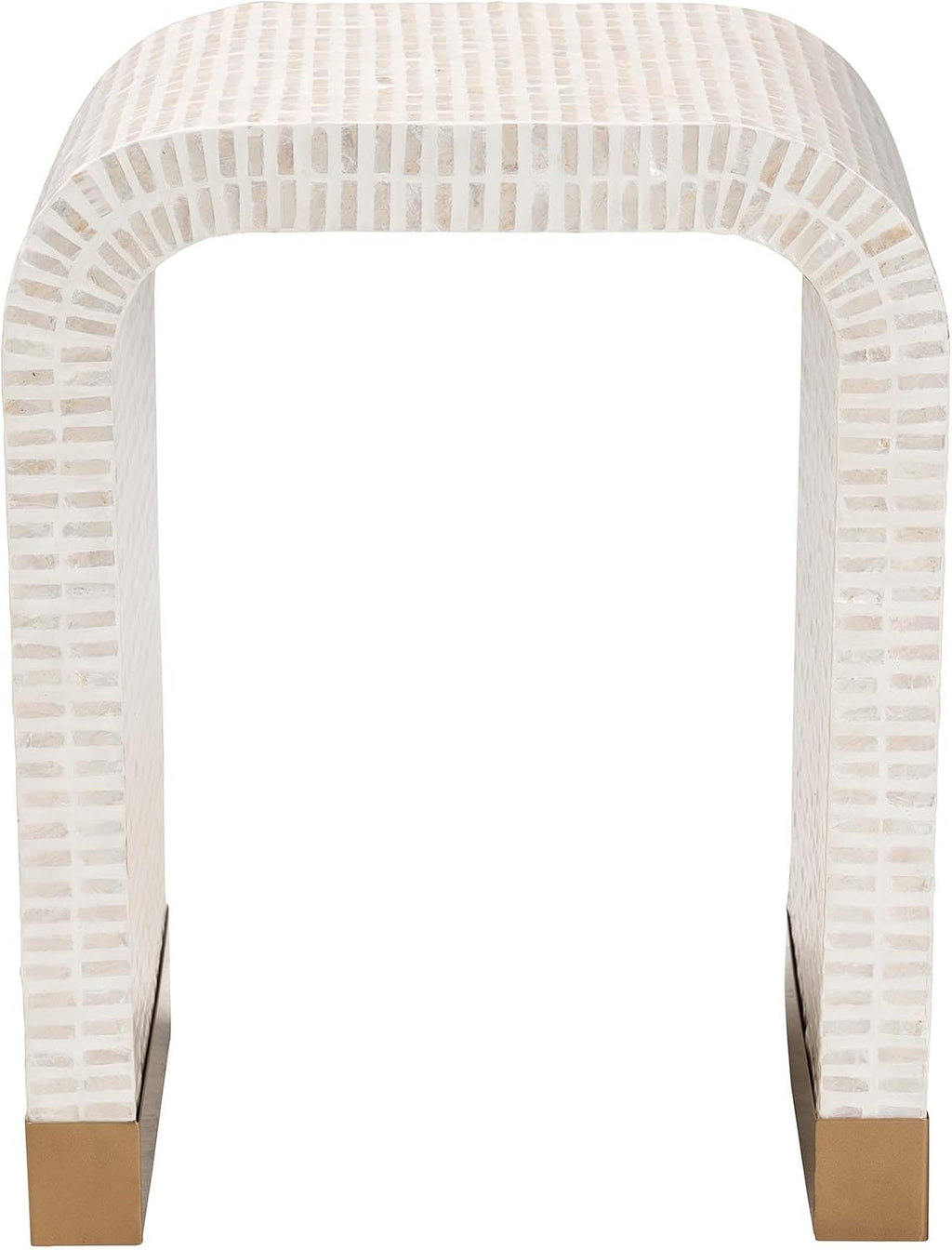 bali & pari Carlyn Beige and White Mother of Pearl Capiz Shell End Table