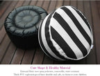 Outdoor Inflatable Ottomans with Insert Round 21x9 Inch Black Striped Pattern Patio Foot Stools and Ottomans Portable Footrest