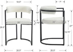 Barrel Dining Chairs Set of 2, White Boucle | Soft Boucle Upholstered Modern Dining Chairs, Ergonomic Curved Backrest, Black Metal Frame, Armchair, Kitchen Living Room