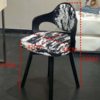 Etlegor Retro Wood Swivel Vanity Chair with Back, Square Makeup Chair, Upholstered Accent Armchair Solid Wooden Chair Legs for Home/Office/Bedroom(Black-A)