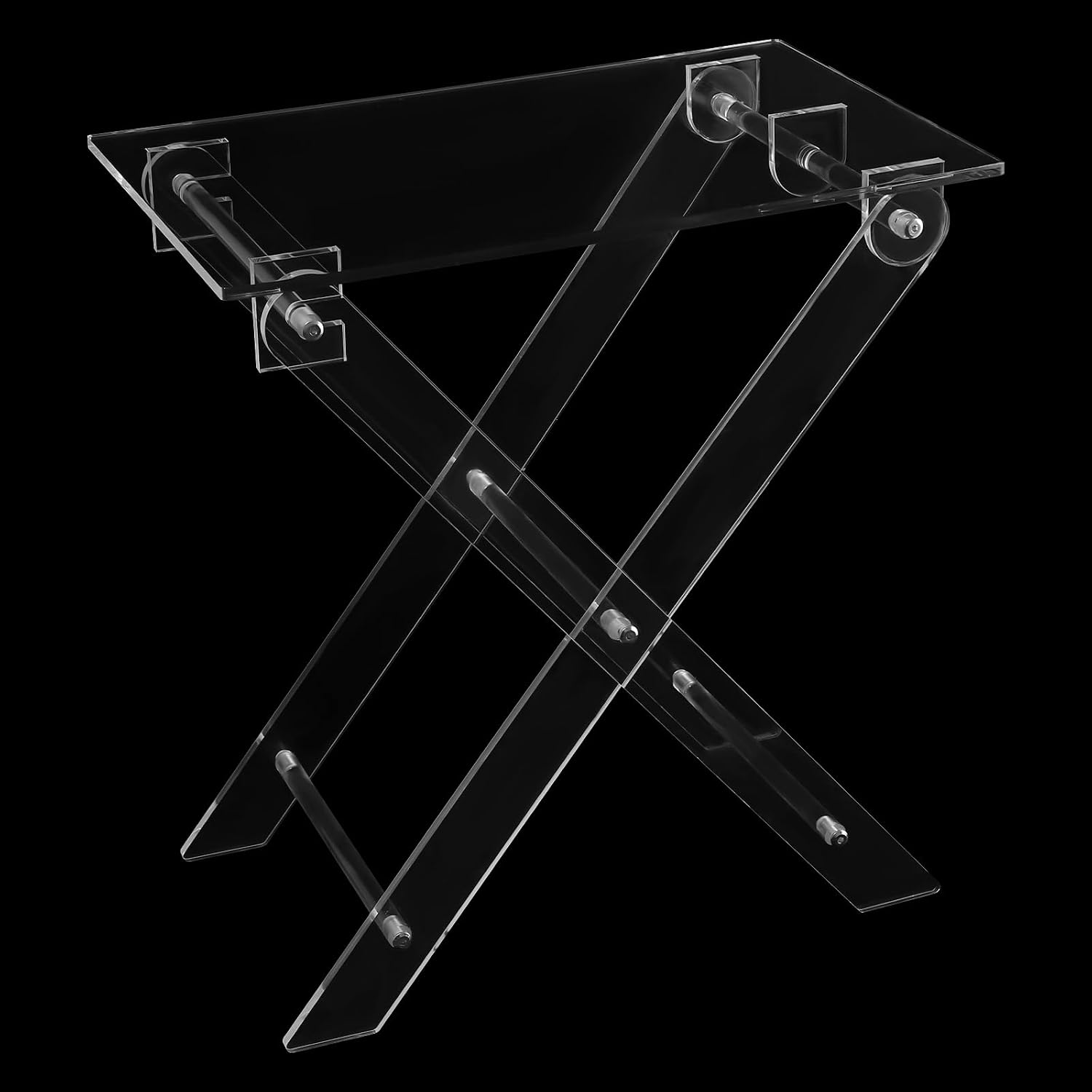 Acrylic Side Table, Folding Tv Tray Table Freestanding Foldable Tv Tray Table Clear Acrylic End Table Serving Table Snack Eating Tables Easy Assembly for Living Room, Bed Room