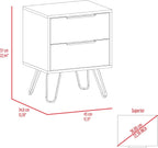 Nightstand,Two Drawers, Hairpin Legs,for Small Spaces
