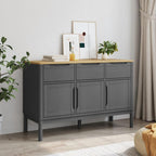 Grey Solid Pine Wood Sideboard with Engineered Wood Construction, Modern Storage Furniture for Dining Room and Living Room, Spacious Drawers and Doors for Organization