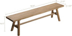Wnutrees 63" Farmhouse Wood Bench, Rustic Solid Wood Dining Room & Entryway Bench Seat for Indoors, Easy Assembly, Natural