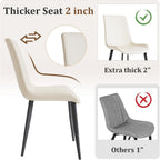 Modern Dining Chairs Set of 4, PU Leather Dining Room Chairs, Upholstered Kitchen Chairs with Ergonomic Backrest & Sturdy Metal Legs, Perfect for Dining Room, Living Room, White