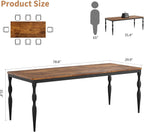 Garvee 79-Inch Modern Farmhouse Dining Table, Large Rectangular Kitchen Table for 6-8 People, Sturdy Wood Top with Unique Legs, Scratch-Resistant Dining Room Furniture for Party, Big Family, Brown