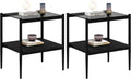 Glass end Table Set of 2,Living Room Glass Side Table,Glass Bedside Table,Suitable for Living Room, Bedroom