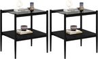 Glass end Table Set of 2,Living Room Glass Side Table,Glass Bedside Table,Suitable for Living Room, Bedroom