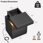 MXV Nightstand with LED Lights & Charging Station, Black Bedside Tables with USB Ports, Storage Cabinet & Drawers for Bedroom, Modern End Tables for Living Room(24 in Tall)