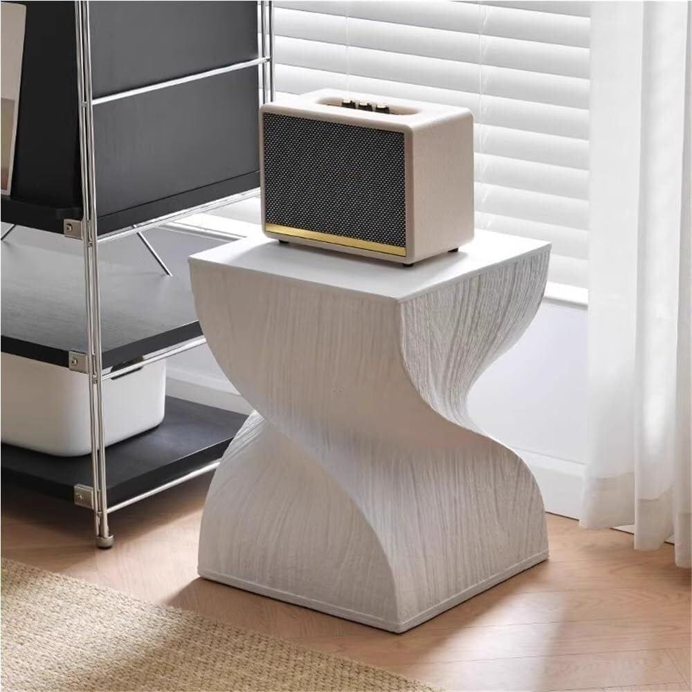 Design Side Table Magnesium Oxide End Table for Patio Living Room Bedroom Night Stand for Small Spaces(Grey)