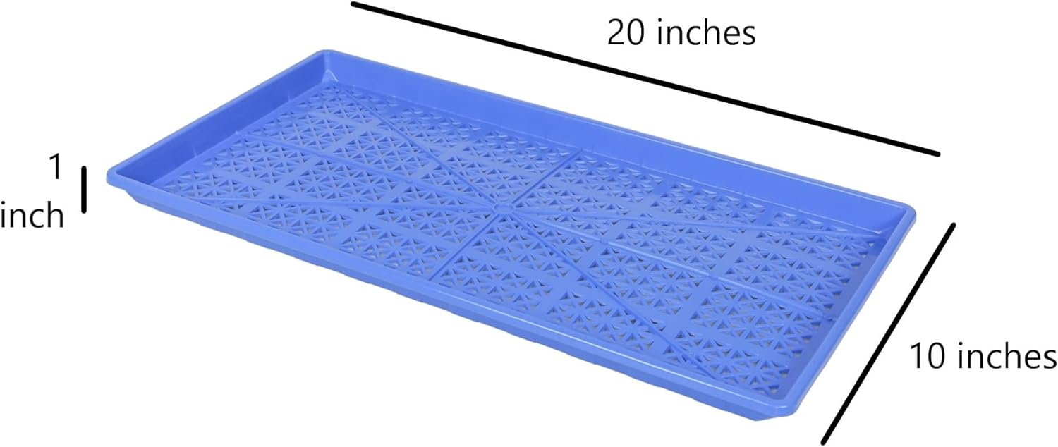SUNPACK 10" x 20" Heavy Duty Mesh Plastic Seed Starting Tray, Blue, 1" (Pack of 10) - Ensures Water Drainage and Aeration, Perfect for Greenhouses or Indoor Gardening