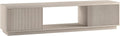 Henn&Hart 70" TV Stand for TVs up to 78", Beech White | Modern TV stand with ribbed cabinet doors and open center shelf for media or decor, perfect for living room or office