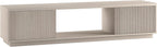 Henn&Hart 70" TV Stand for TVs up to 78", Beech White | Modern TV stand with ribbed cabinet doors and open center shelf for media or decor, perfect for living room or office