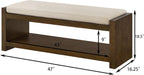 Modern Compact Bed End Bench, Accent Bench with Lower Shelf Shoe Rack, for Living Room Entryway