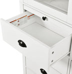 Polibi Large 72" H x 40" W Kitchen Pantry Cabinet Freestanding Storage with Glass Doors, Adjustable Shelves & Drawers, Serving Trays for Coffee Bar or Dining Room, White