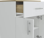 Pantry Organizer Cabinet 33" H,Buffet Kitchen Sideboard,One Drawer,Two Interior Shelves,Two Doors,White,Light Oak