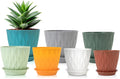 GARDIFE 7/6.5/6/5.5/5/4.5/4 inch Plant Pots, 7 Pack Flower Pots Indoor Outdoor, Planters with Drainage Holes and Tray Saucers (Color-Green)