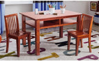 Pemberly Row Contemporary Kid's 3 Piece Table and Chair Set, Solid Wood Construction, Cherry Finish, Includes 2 Chairs, 25" H Table, Comfortable Contoured Seats, Baby and Kids Room Furniture