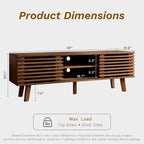 Furniway Mid Century Living Room Table Set of 4, Coffee Table, TV Stand and 2 End Tables with Sliding Door Storage, Walnut
